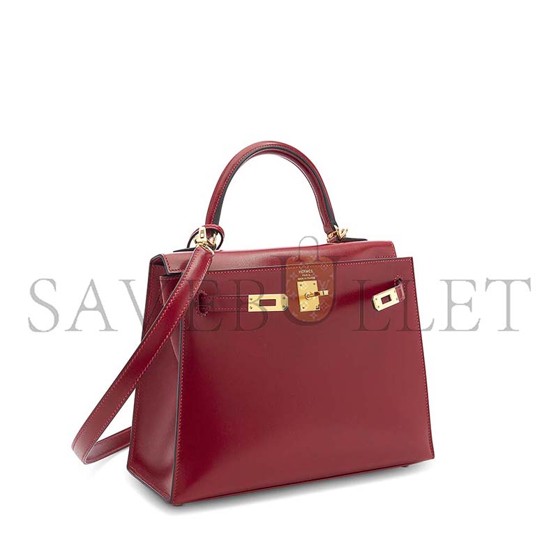 HERMÈS MASTER A ROUGE H CALF BOX LEATHER KELLY 25 WITH GOLD HARDWARE (25*17*7cm)